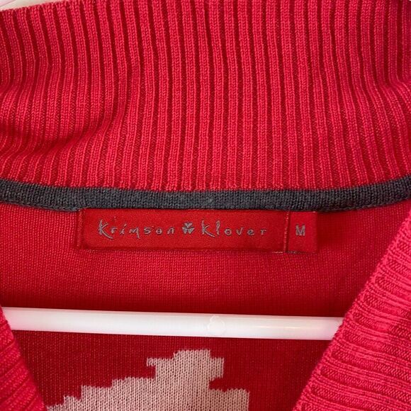 Krimson Klover Pullover Merino Wool Ski Sweater Sleigh Ride Elk Size M Red - Picture 5 of 10